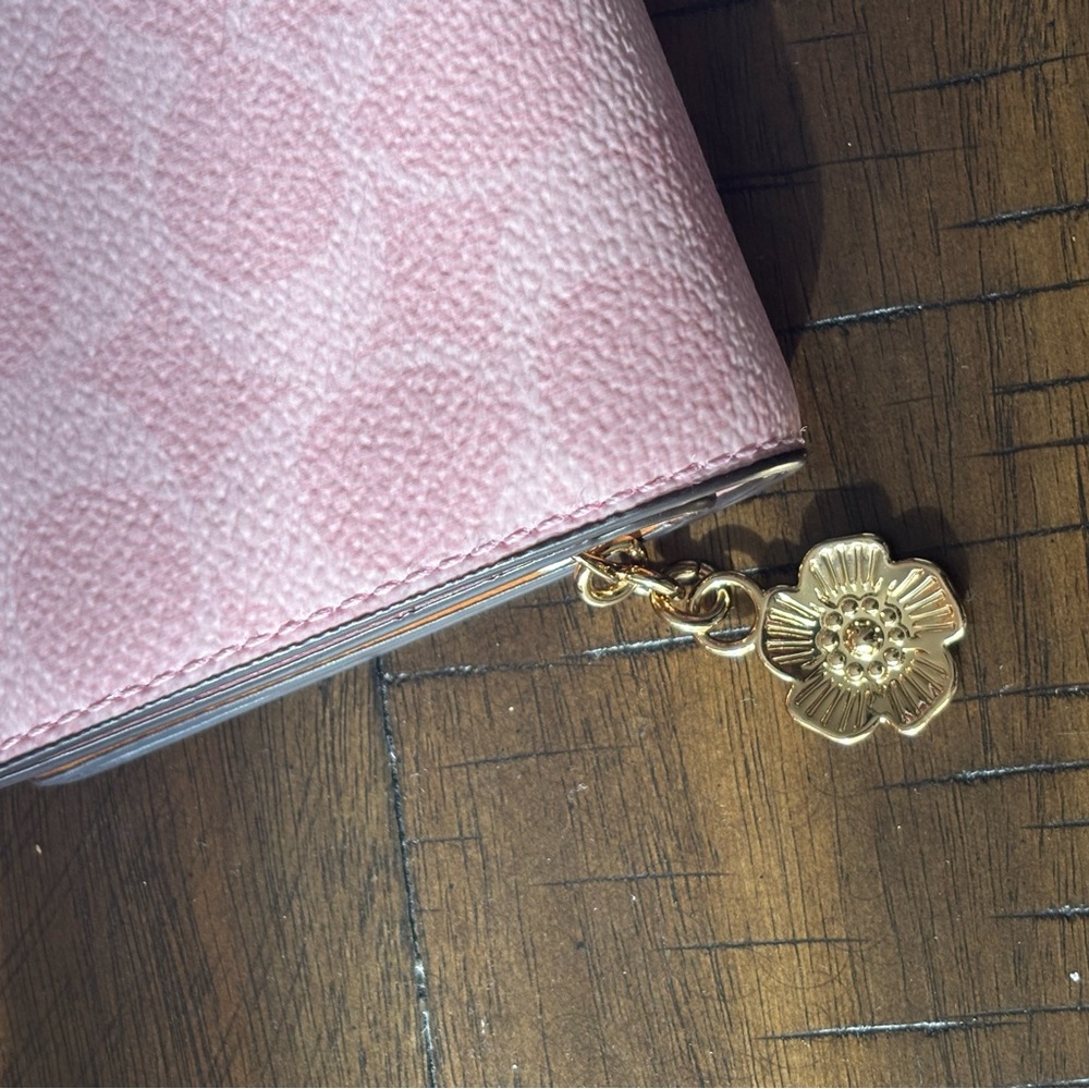 Coach Powder Pink and Brown Signature Satchel Medium Rowan and Snap Wallet NWT - Picture 4 of 9